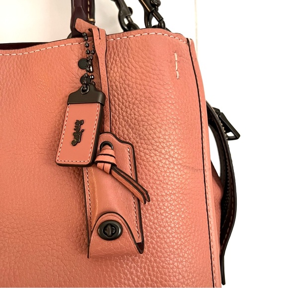 Coach Rogue 30 Melon Pink Coral Glovetanned Pebbled Leather Large Tote Bag - Picture 2 of 10